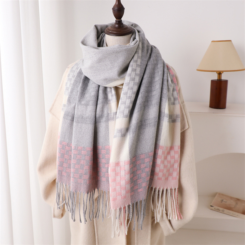 Woven Scarf Blanket - 럭셔리 브랜드 캐시미어 여성 격자 무늬