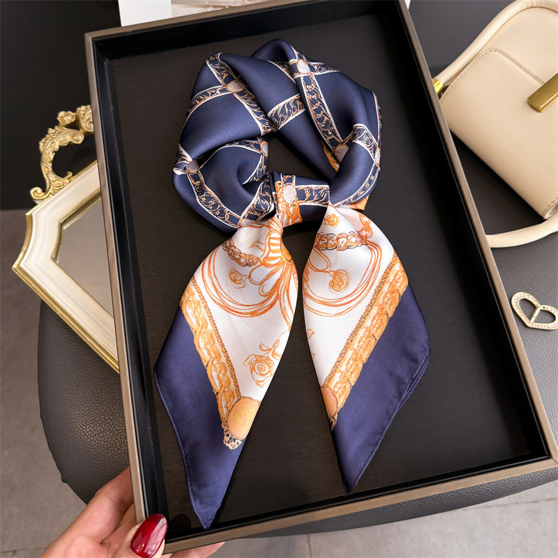 블루 클래식 체인 프린트 스퀘어 실크 스카프 여성 캐주 - Scarf Silk Square 리뷰 및 가격