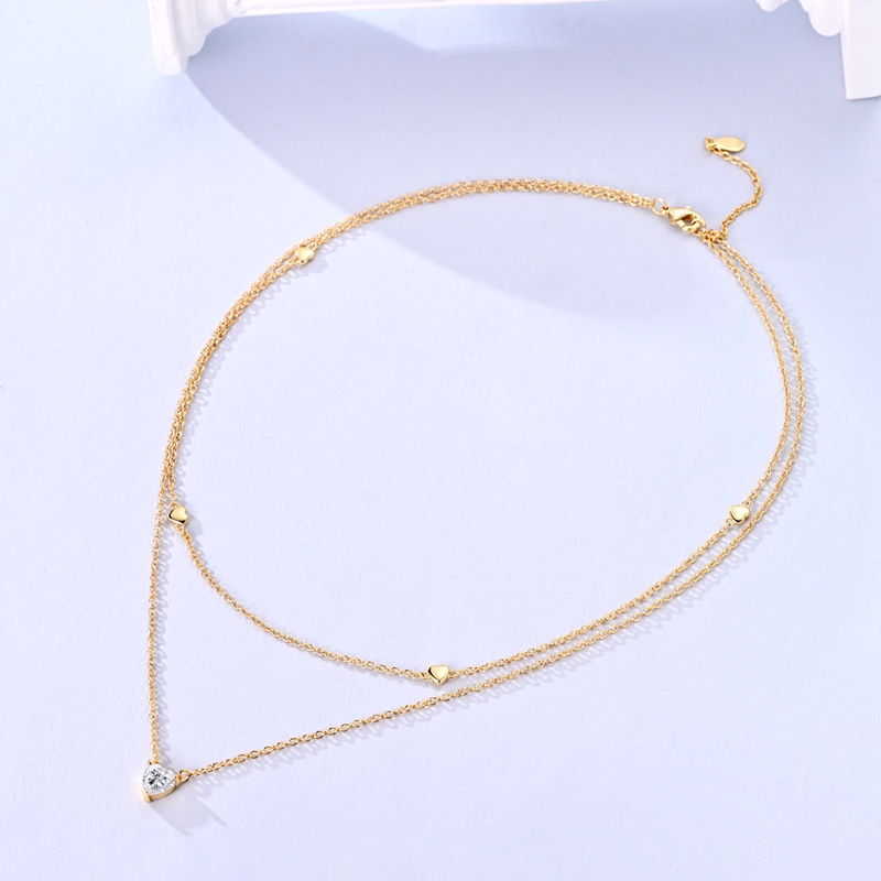 925 스털링 실버 골드 목걸이 반짝이는 하트 리본 문 - Tie Clip Silver 리뷰 및 가격