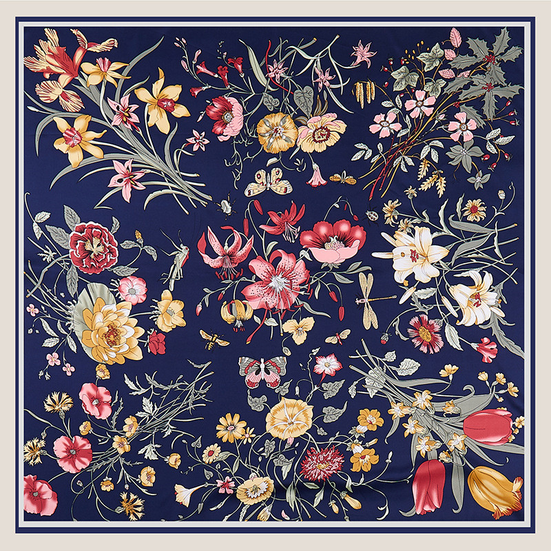 POBING 능 직물 실크 스카프 여성 꽃 인쇄 스퀘어 - Scarf Silk Square 리뷰 및 가격
